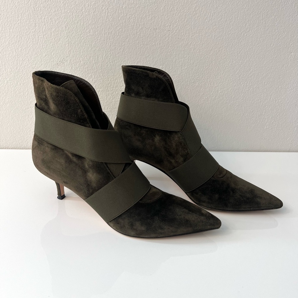 Gianvito Rossi Olive Green Suede Ankle Boot, size 39 (8.5 US)